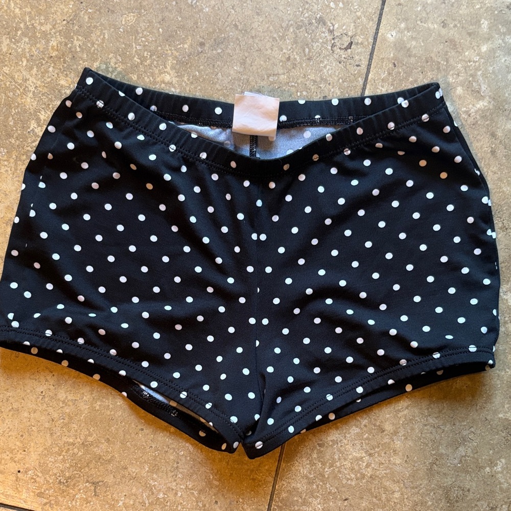 Varsity Black and White Polka Dot Athletic Shorts